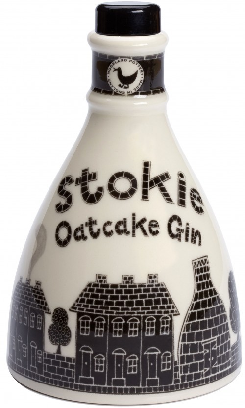 Mini 20cl Stokie Oatcake Gin Ceramic Bottle Kiln 12cm Tall